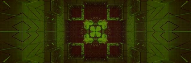 Neon Tünel Yeşil Haç Kaleidoskop VJ Loop 3:1 Üçlü Geniş 60fps Ekran Koruyucu