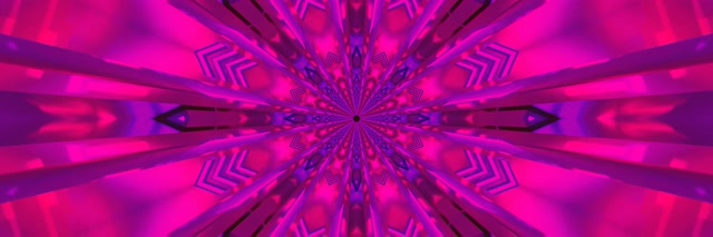 Neon Tünel Magenta Kaleidoskop Yıldız VJLoops 3:1 Üçlü Geniş 60fps Ekran Koruyucu