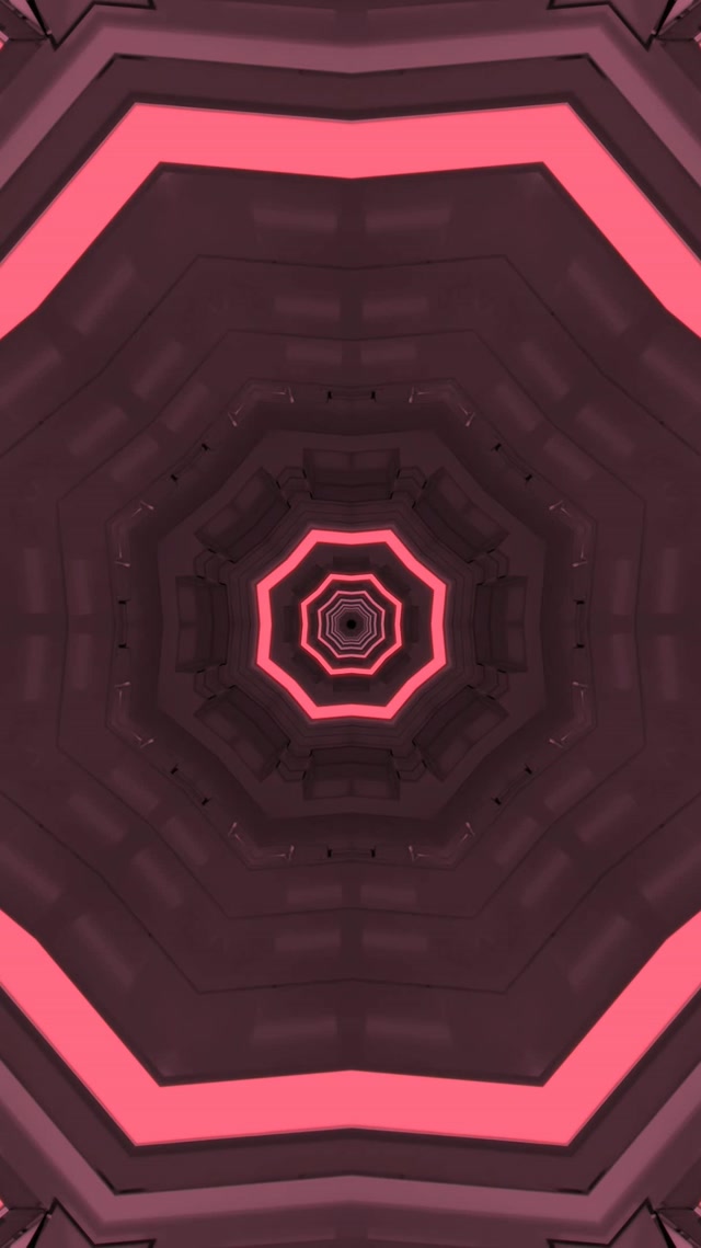 Neon Tünel Sekizgen Girdap VJ Loop 9:16 Reels 60fps Ekran Koruyucu