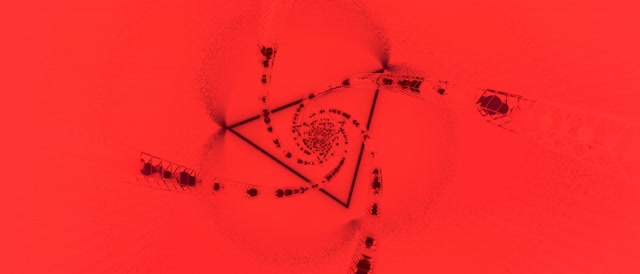 Neon Tünel Kırmızı Spiral Üçgen VJLoops 21:9 Ultrageniş 60fps Ekran Koruyucu