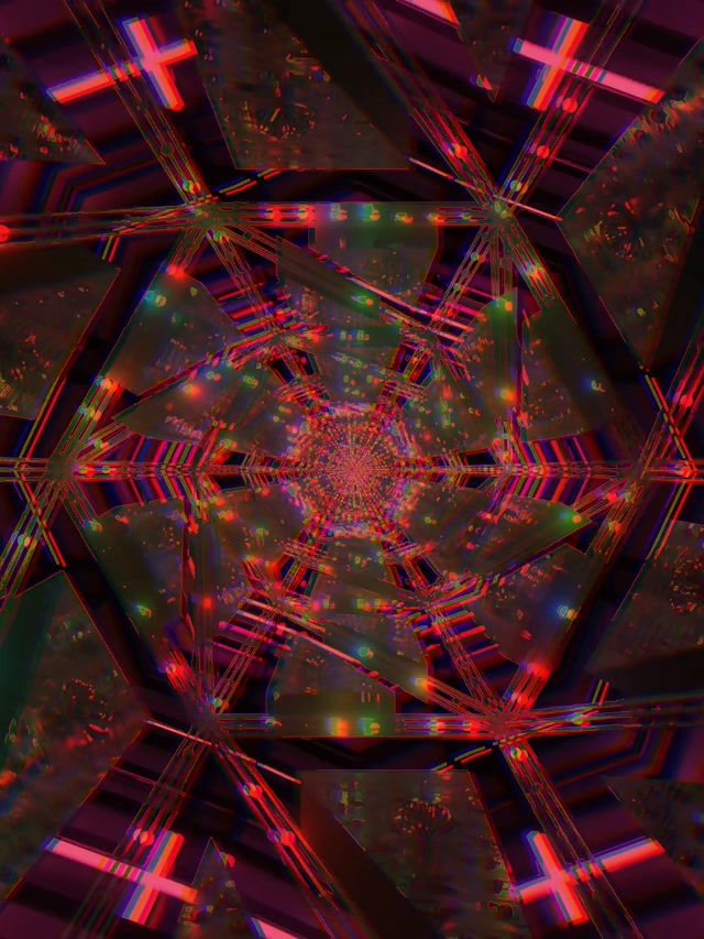 Neon Tüneli Kırmızı Kaleidoskop VJ Loop 3:4 iPad Dikey 60fps Ekran Koruyucu