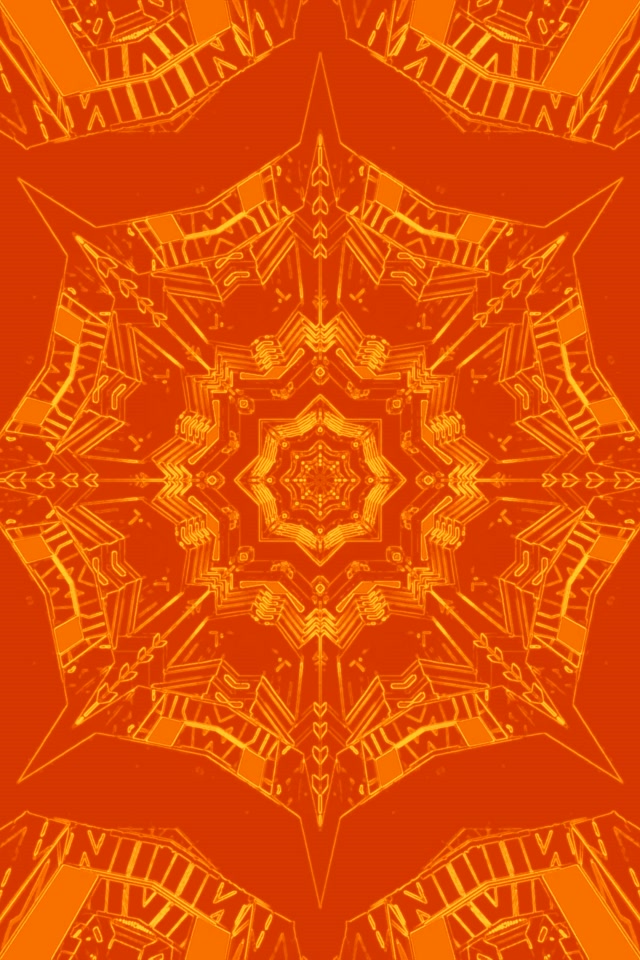 Neon Tünel Turuncu Fraktal Kaleidoskop Yıldız 2:3 Portrait 60fps Ekran Koruyucu VJ Loop