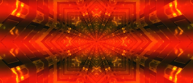 Neon Tünel Kırmızı Kaleidoskop Patlama VJ Loop 21:9 Ultra Geniş 60fps Ekran Koruyucu