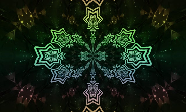 Neon Tunnel Kaleidoskop Yıldız Patlaması 5:3 Geniş 60fps Ekran Koruyucu VJ Loop