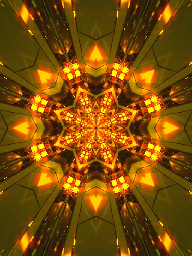 Neon Tüneli Altın Yıldız Kaleidoskop VJ Loop 3:4 iPad Portrait 60fps Ekran Koruyucu