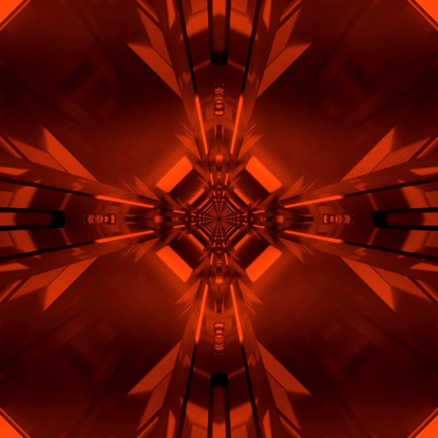 Kırmızı Neon Tünel Kaleidoskop Haç VJ Loop 1:1 Kare 60fps Ekran Koruyucu