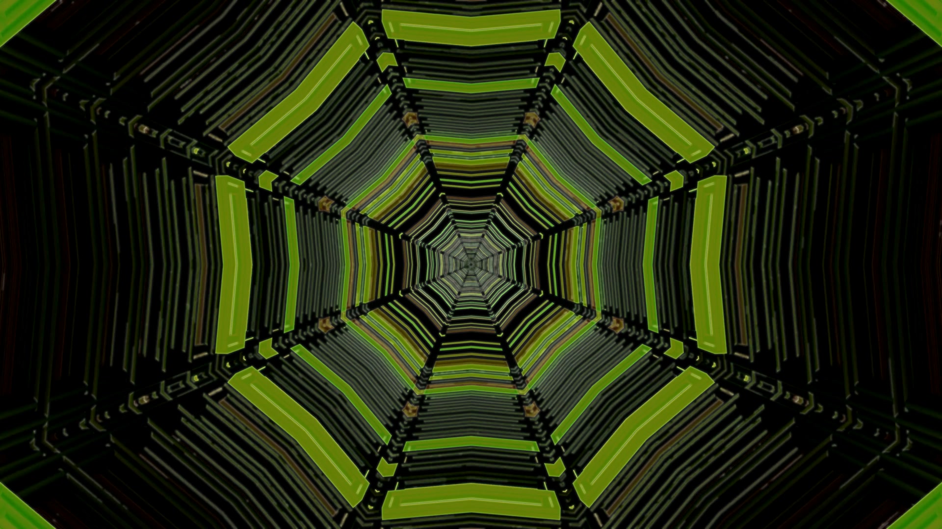 Neon Tunnel Screensaver 4K UHD 60FPS VJ Loop Green Black Geometric