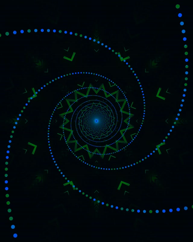Neon Tunnel Blue Green Spiral Screensaver 60fps 4:5 Instagram Vj Loop