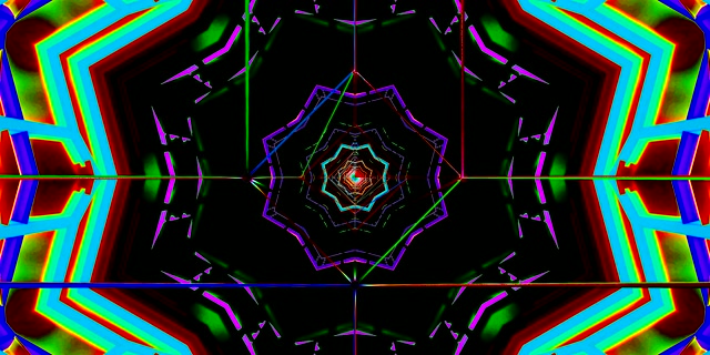 Кольоровий неоновий тунель заставка windows 11 VJLoops 2:1 univisium 60fps калейдоскоп геометричний