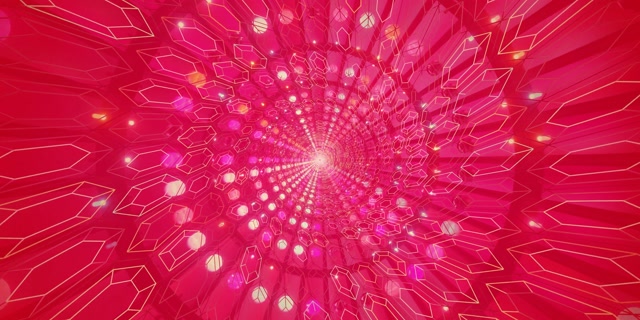 Neon Tunnel Crystal Hexagon Burst VJ Loop 2:1 Univisium 60fps Screensaver