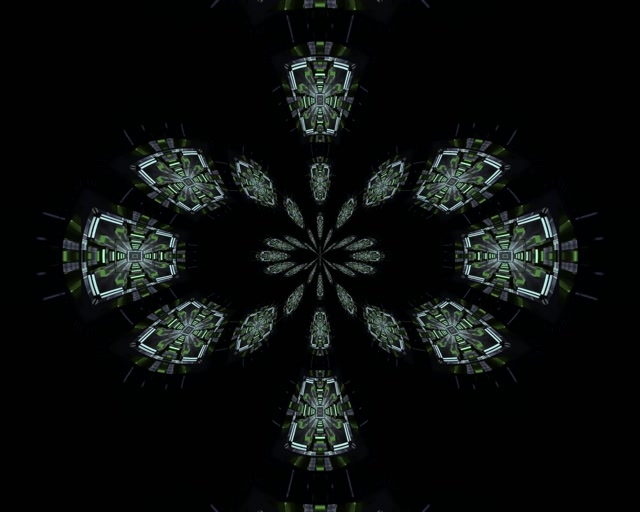 VJ Loop Đường Hầm Neon Kính Vạn Hoa Fractal Xanh 5:4 Industrial 60fps Screensaver