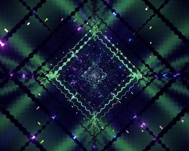 Đường Hầm Neon Xoắn Ốc Kim Cương Xanh Lá VJLoops 5:4 Công Nghiệp 60fps Bảo Vệ Màn Hình