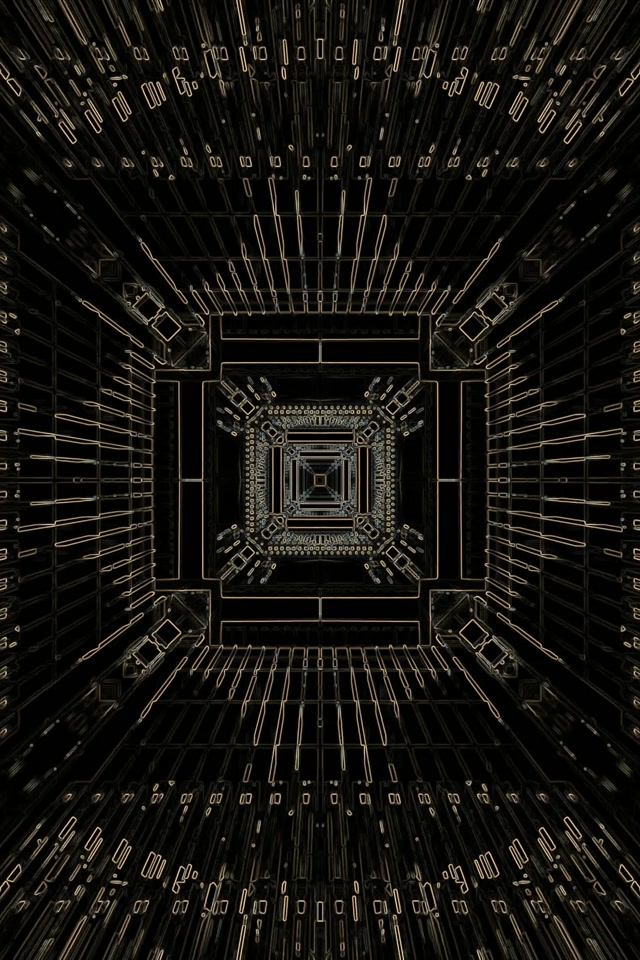 Neon Tunnel Gold Circuit Vortex Vj Loop 2:3 Photo Portrait 60fps Screensaver