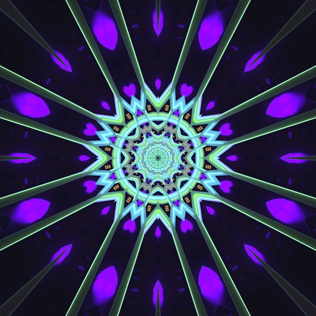 Hầm Neon Mandala Tím Xanh Màn Hình Chờ 1:1 Square 60fps VJ Loop