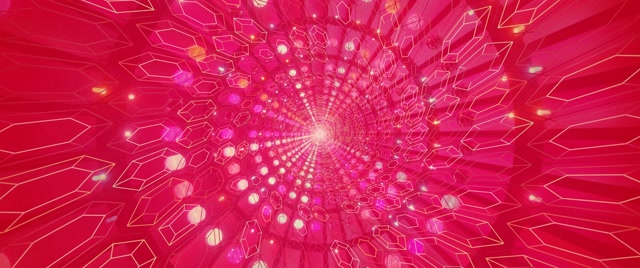 Neon Tunnel Pink Crystal Hexagon Vortex VJ Loop 2.39:1 Cinemascope 60fps Screensaver