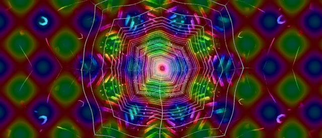 VJ Loop Đường Hầm Neon Xoáy Lưới Cầu Vồng 21:9 Ultrawide 60fps Screensaver