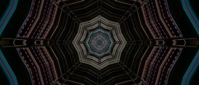 Đường Hầm Neon Octagon Screensaver 21:9 Ultrawide 60fps VJ Loop Dark Teal Purple