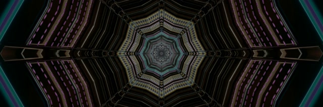 Đường Hầm Neon Octagon Dark Purple Screensaver 3:1 Triple Wide 60fps VJ Loop