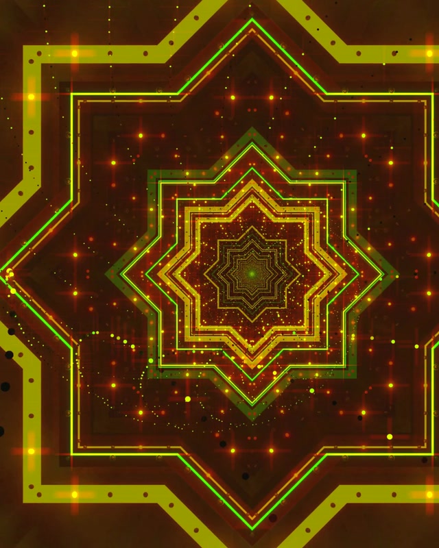 Đường Hầm Neon Xoáy Sao Vàng VJ Loop 4:5 Instagram 60fps Screensaver