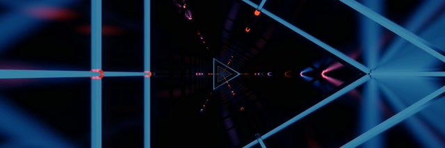 Neon Tunnel 3:1 Triple Wide 60fps Screensaver - Pulsating Triangular Vortex VJ Loop