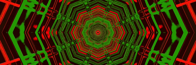 Đường Hầm Neon Kaleidoscope Bát Giác 3:1 Ba Lần Rộng 60fps Screensaver Vj Loop