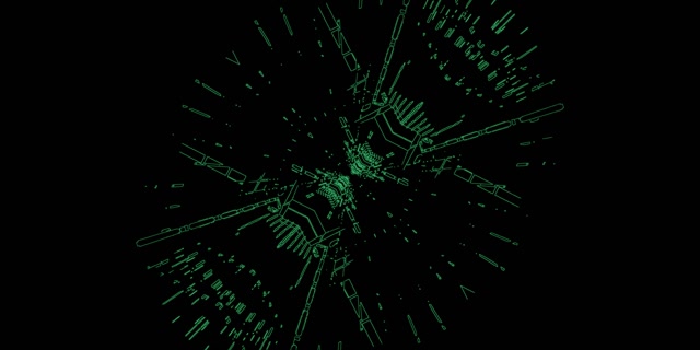 Đường hầm Neon Xanh Mạch Explosion VJ Loop 2:1 Univisium 60fps Screensaver