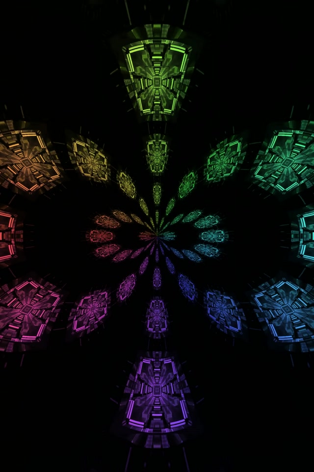 Đường Hầm Neon Vạn Hoa筒 Fractal Cầu Vồng 2:3 Ảnh Dọc 60fps Screensaver VJLoops