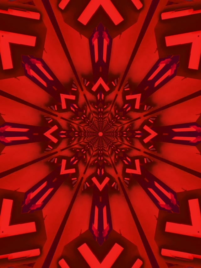 Fractal Đỏ Kaleidoscope Hầm Neon VJ Loop 3:4 iPad Portrait 60fps Màn Hình Chờ