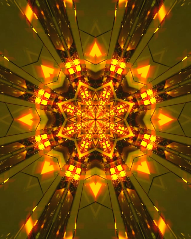 Hầm Neon Sao Vàng Kaleidoscope Vj Loop 4:5 Instagram 60fps Màn Hình Chờ