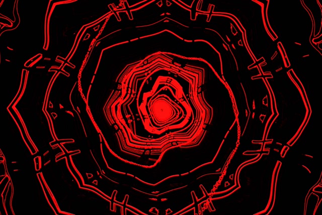 Đường Hầm Neon Đỏ Vòng Xoắn Ốc 3:2 Surface 60fps Screensaver VJ Loop