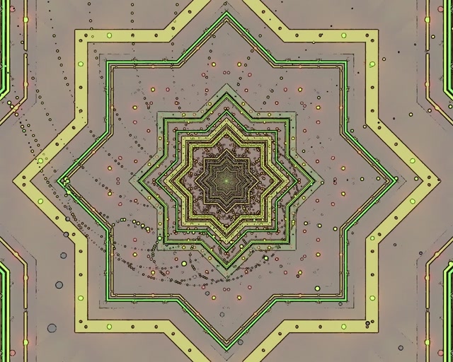 Đường Hầm Neon Mandala Ngôi Sao Xanh Lá 5:4 Công Nghiệp 60fps Bảo Vệ Màn Hình VJ loop