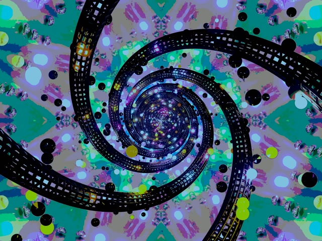 Vj Loop Hầm Neon Xoắn Ốc Kaleidoscope Xanh Tím 4:3 Classic 60fps Màn Hình Chờ