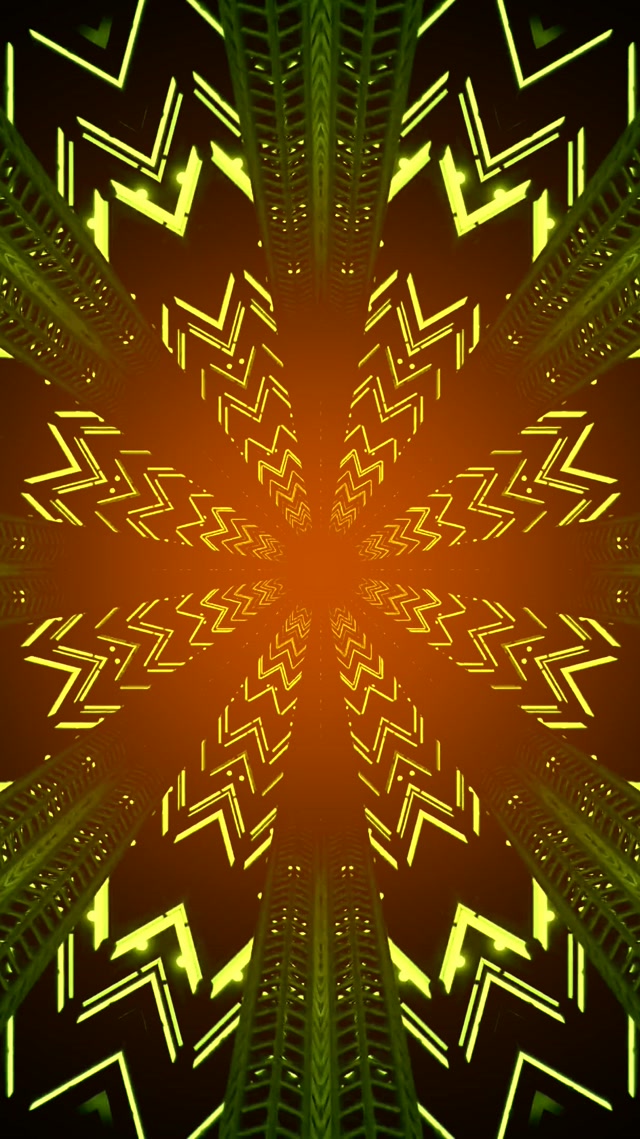 Đường Hầm Neon Kaleidoscope Zigzag 9:16 Reels 60fps Screensaver VJLoops