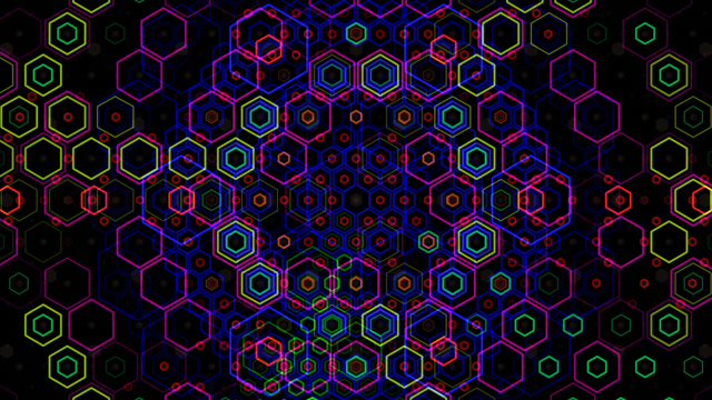 Neon Hexagon Matrix - Abstract Digital Loop