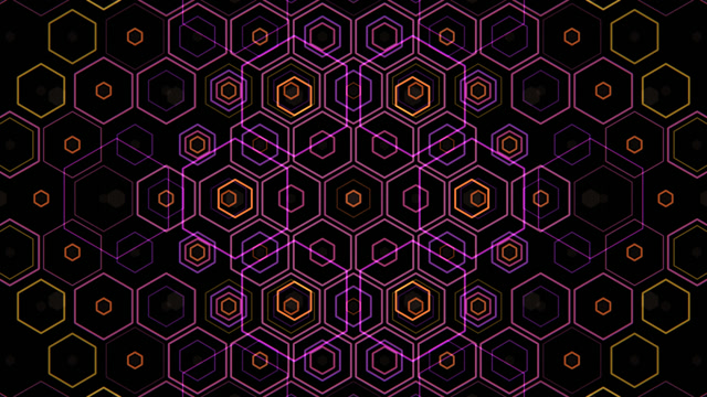 Neon Hexagon Matrix Loop - Digital Geometric VJ Background