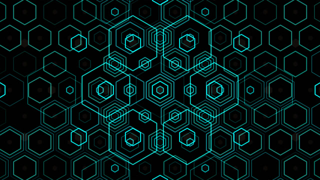 Neon Hexagon Grid Digital Tech Loop - Cyan VFX Overlay