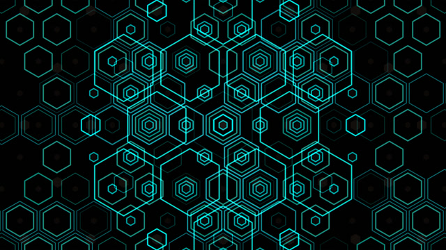 Cyan Hexagon Grid Matrix - Tech Geometric VJ Loop