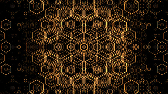 Golden Hexagon Geometry Loop | 4K VJ Overlay