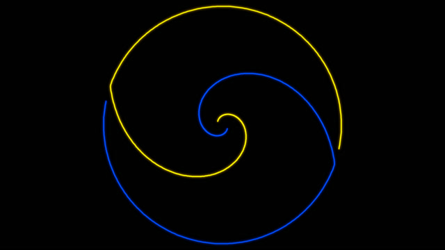 Neon Spiral Galaxy Loop - Blue Yellow VJ Overlay