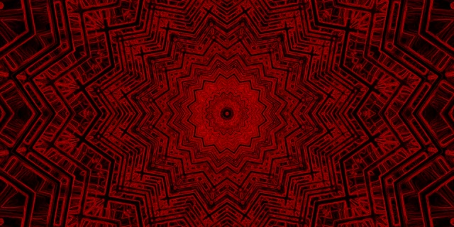 Red Neon Tunnel Kaleidoscope Star Vj Loop 2:1 Univisium 60fps Screensaver