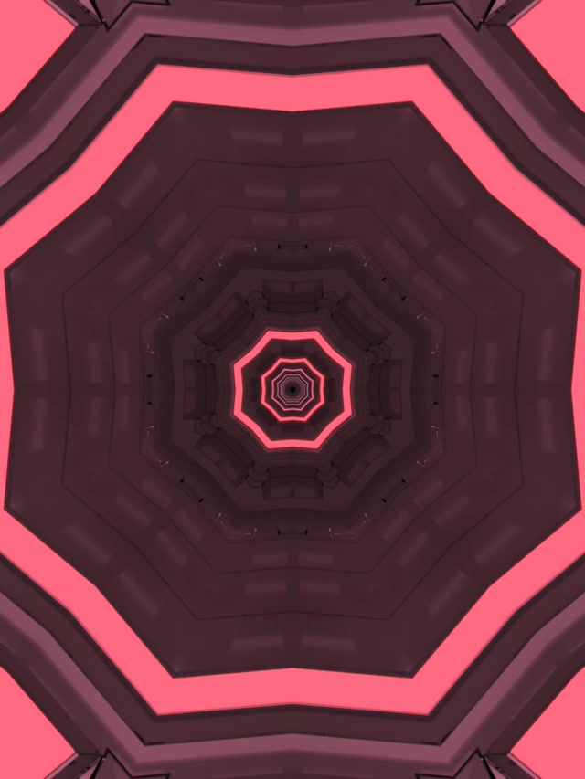 霓虹隧道粉紅八角形漩渦螢幕保護程式 3:4 iPad 直向 60fps VJ Loop
