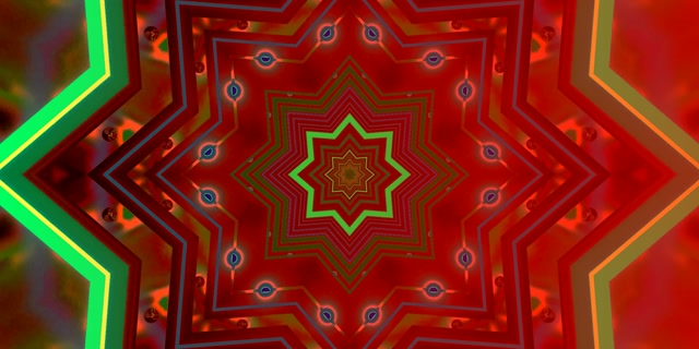 Red Star Neon Tunnel Screensaver 60fps 2:1 Univisium Vj Loop
