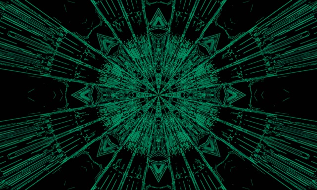 Neon Tunnel Green Fractal Kaleidoscope Burst VJ Loop 5:3 Wide 60fps Screensaver