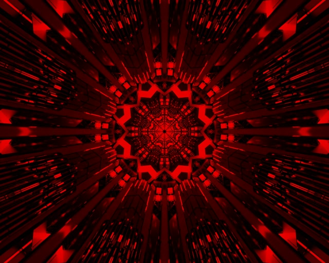 紅色碎形星形霓虹隧道 5:4 工業風 60fps 螢幕保護程式 VJ Loop