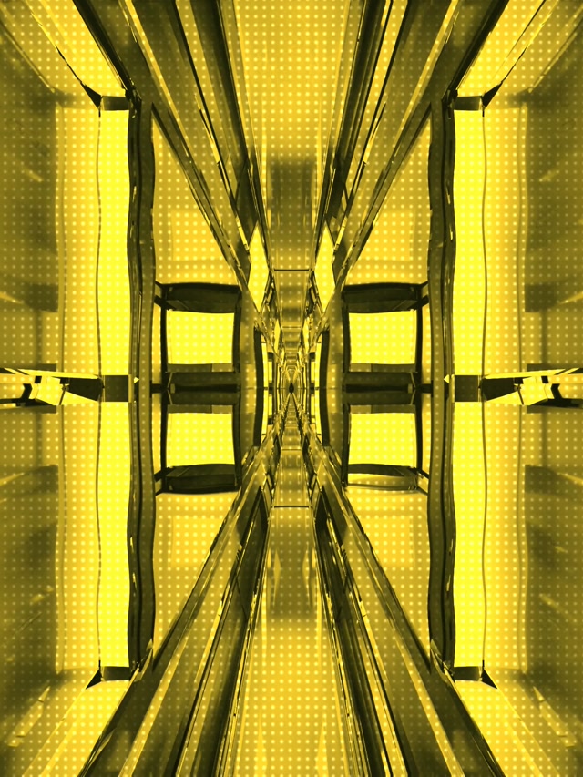 Neon Tunnel Yellow Geometric Grid 3:4 iPad Portrait 60fps VJ Loop Screensaver