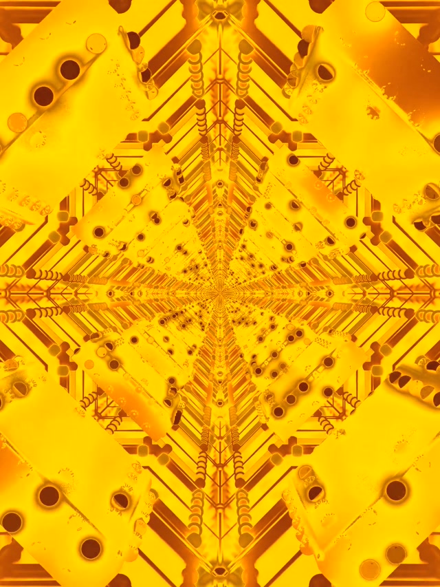 金色霓虹隧道屏保 3:4 iPad Portrait 60fps VJ Loop PC Laptop