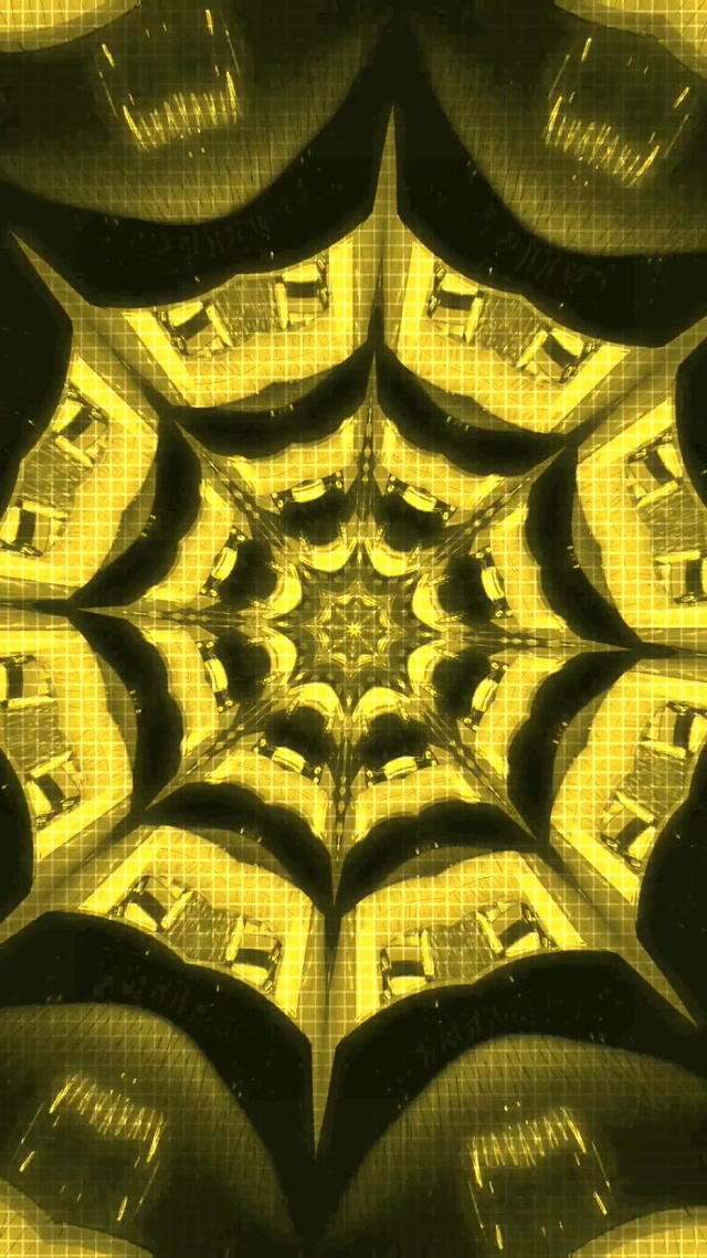 9:16 Reels | 60fps Neon Tunnel Screensaver - Pulsating Hexagon Grid VJ Visual