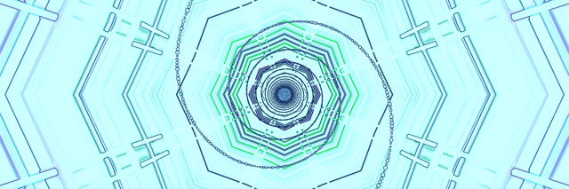 赛博霓虹隧道蓝绿色屏保 3:1 三联屏 60fps VJ Loop