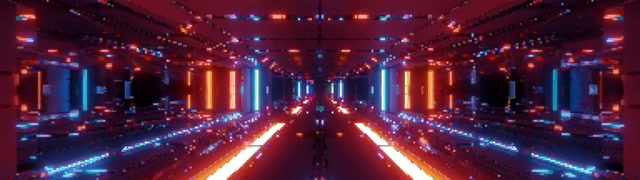 霓虹隧道红蓝网格 VJ Loop 32:9 超宽屏 60fps 屏保