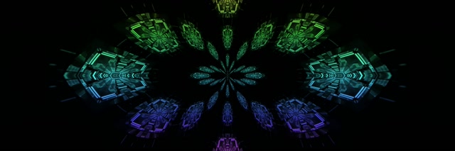 霓虹隧道万花筒分形绽放 3:1 Triple Wide 60fps 屏保 VJ Loop
